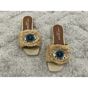 Kurt Geiger London Eye Flat Sandal Beige Sz 5.5 STORE MODEL